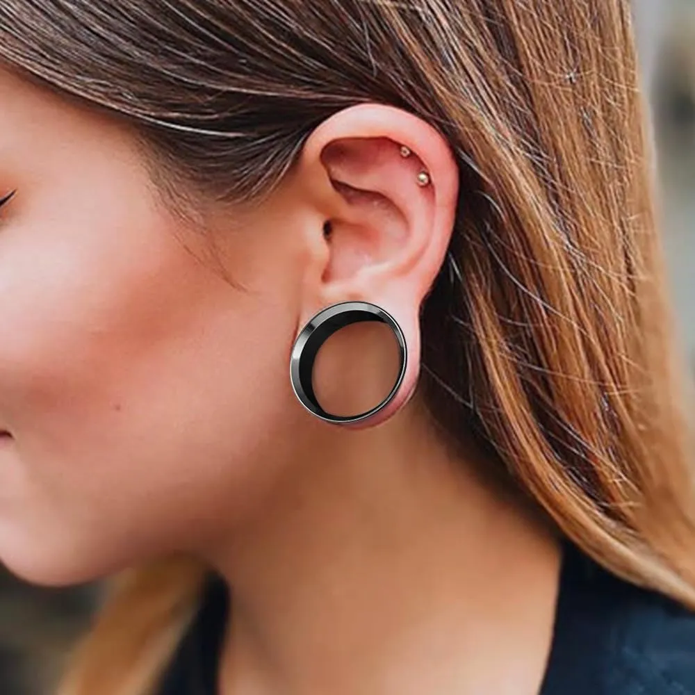 2PCS Ear Gauges Stainless Steel Fashion Ear Tunnels with 6 Pcs Nose Rings, 2 Pcs beads and 2Pcs Cones Weights for Stretched Ears Studs Body Piercing Jewelry