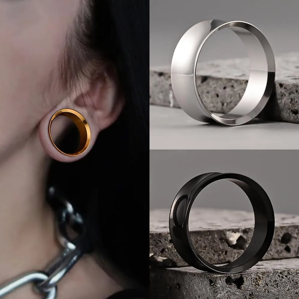 2PCS Ear Gauges Stainless Steel Fashion Ear Tunnels with 6 Pcs Nose Rings, 2 Pcs beads and 2Pcs Cones Weights for Stretched Ears Studs Body Piercing Jewelry
