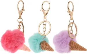 3 Pcs Ice Cream Keychain Backpack Keychain Keychains for Backpacks Nativity Ornaments Ice Cream Pom