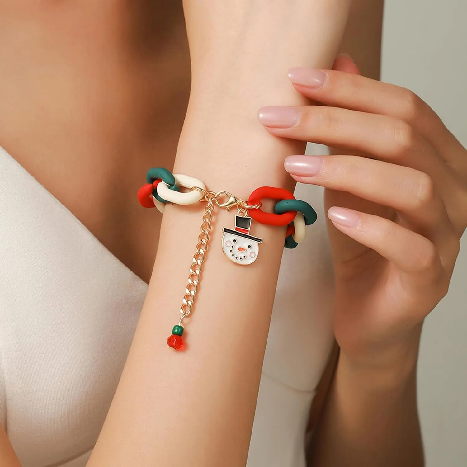 3-Piece Halloween Link Bracelets for Women: Adjustable Cartoon Pumpkin & Ghost Charm Bracelet Set