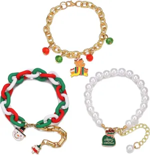 3-Piece Halloween Link Bracelets for Women: Adjustable Cartoon Pumpkin & Ghost Charm Bracelet Set