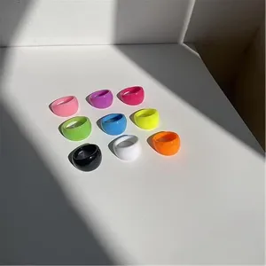 30pcs Colorful Resin Rings Wide Thick Dome Knuckle Finger Stackable Joint Ring Retro Acrylic Vintage Jewelry