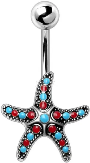 316L Stainless Steel Colorful Starfish WildKlass Navel Ring