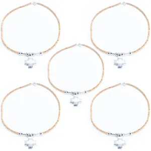 3mm round Natural Cork Handmade necklace  N-004-5