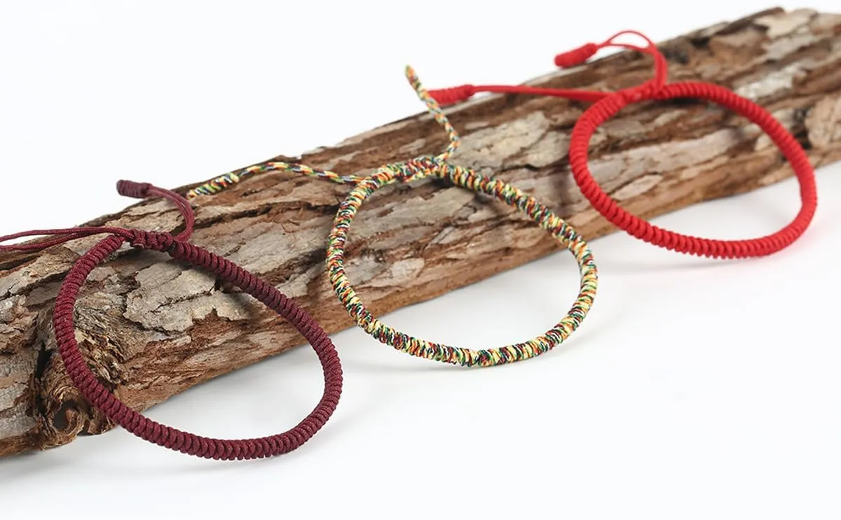 3Pcs Handmade Bracelet, Unisex Lucky Bracelet with Vajra Knot, Lucky Red String Bracelet, Friendship and Buddhist Gifts, Adjustable Length