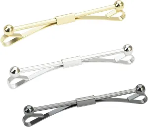 3PCS Shirt Collar Clips Necktie Tie Clips Clip-on Collar Bars Gold Silver Black Metal Cravat Clips Collar Pin Accessories for Men