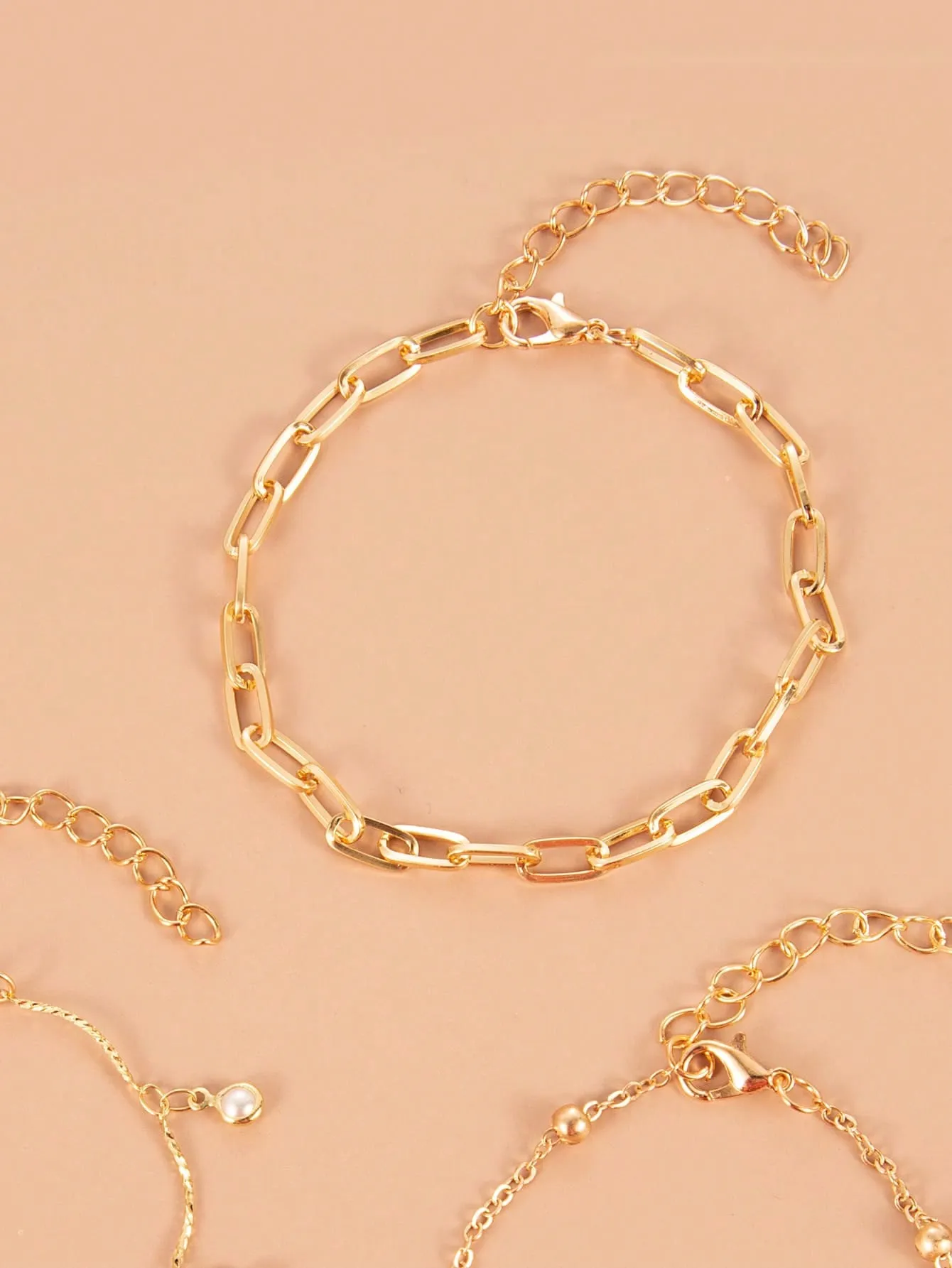 3pcs/Set Simple & Stylish Casual Faux Pearl Beads Chain Bracelets Set