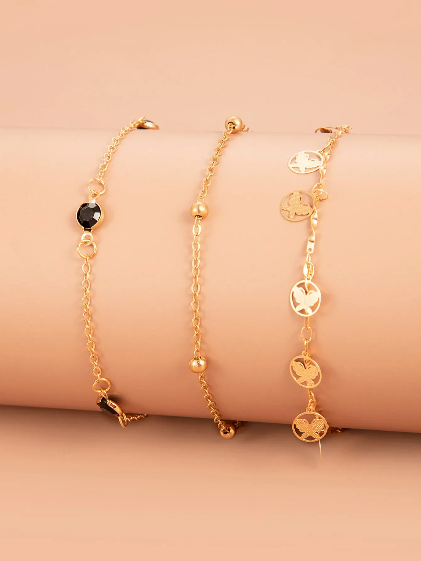 3pcs/Set Simple & Stylish Casual Faux Pearl Beads Chain Bracelets Set