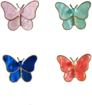 4 Pcs Colorful Butterfly Enamel Pins Set Crystal Pearl Cute Enamel Backpack Lapel Pin CoolBrooches Pin for punk Badge Jewelry