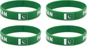 4 Pcs Pakistan Pakistanis Country Flag Rubber Bracelets, National Flag Silicone Bracelet, Rubber Wristbands Patriotic Decorations Gift