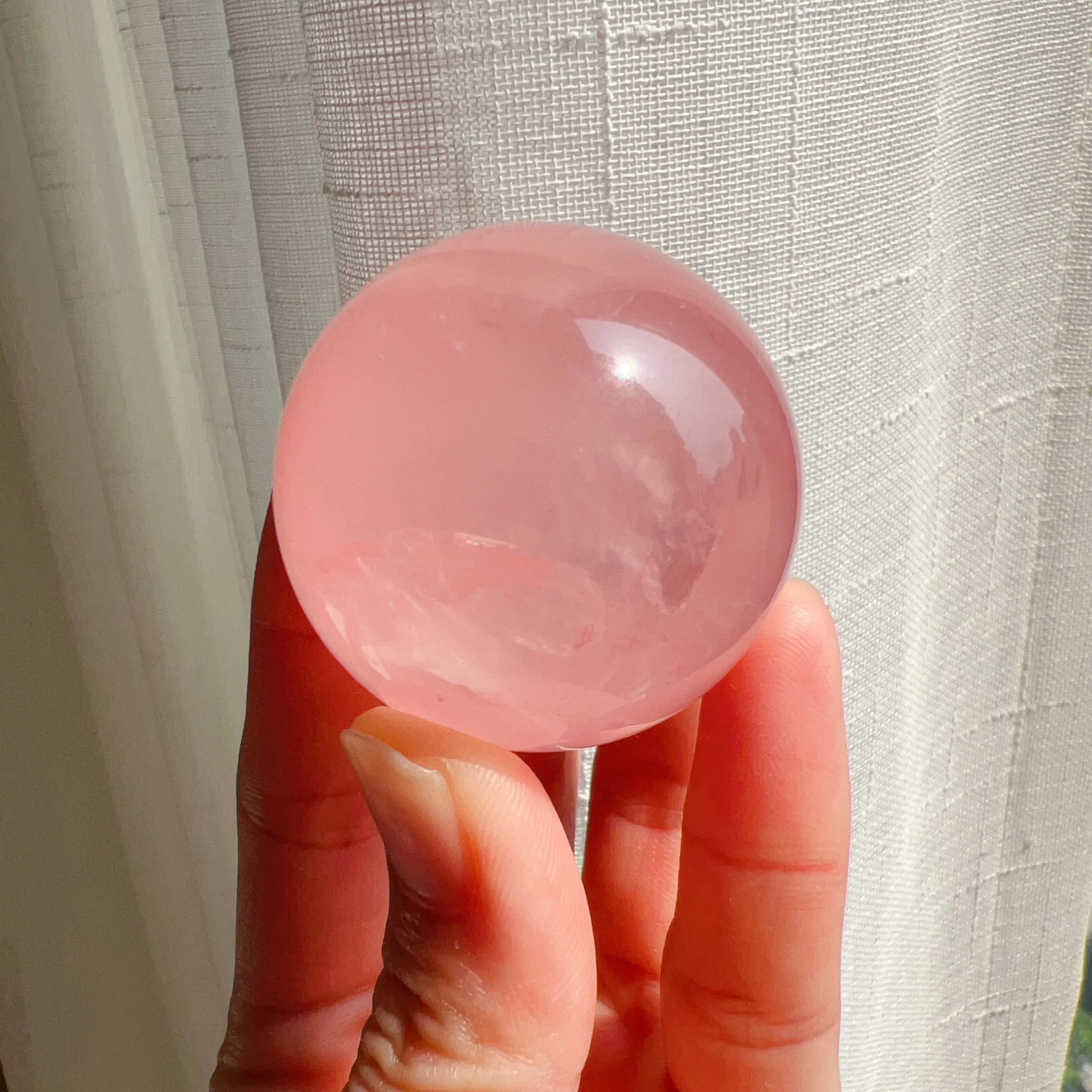 40.2mm Nice Pink Rose Quartz Sphere Reiki Healing Crystal Heart Chakra