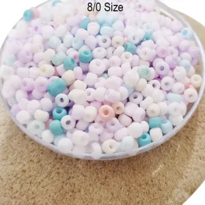 50 Grams pkg. Pastel color Mix Glass Seed Beads Size about 3mm (8/0 Size)