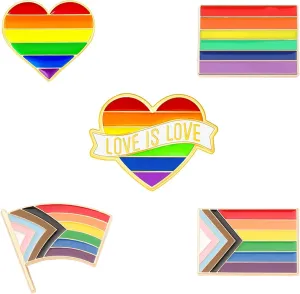 5PCS Pride Pins for Women Men LGBT Flag Pins Pack Rainbow Flag Pin Trans Lapel Pin for LGBTQ Pride Accessories Stuff Rainbow Jewelry Gifts