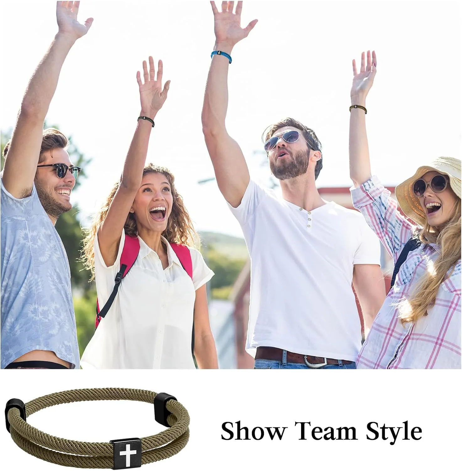 6 Pcs Braided Cross Bracelet Adjustable Rope Jesus Bracelet Christian Religious Gift for Men Women WWJD Wristband Metal Knot