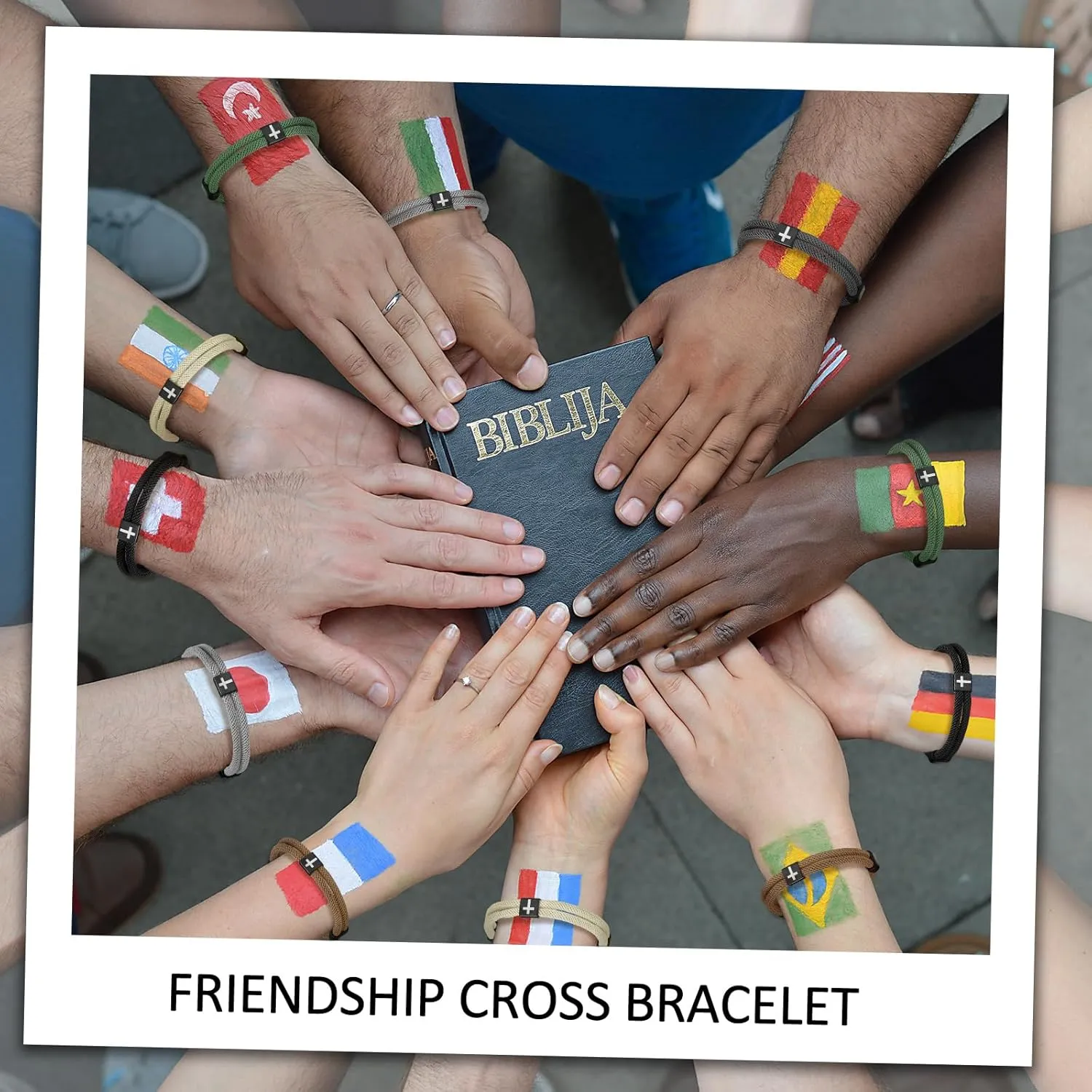 6 Pcs Braided Cross Bracelet Adjustable Rope Jesus Bracelet Christian Religious Gift for Men Women WWJD Wristband Metal Knot
