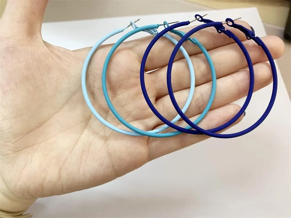 60mm Big Large Hoop Earrings For Women Girls Sensitive Ears Neon Minimalist Retro Round Huggie Hoops 2 Inch Colorful 80s 90s Dangle Hooped Dainty Lightweight Birthday Festival Y2K Party Jewelry Gifts