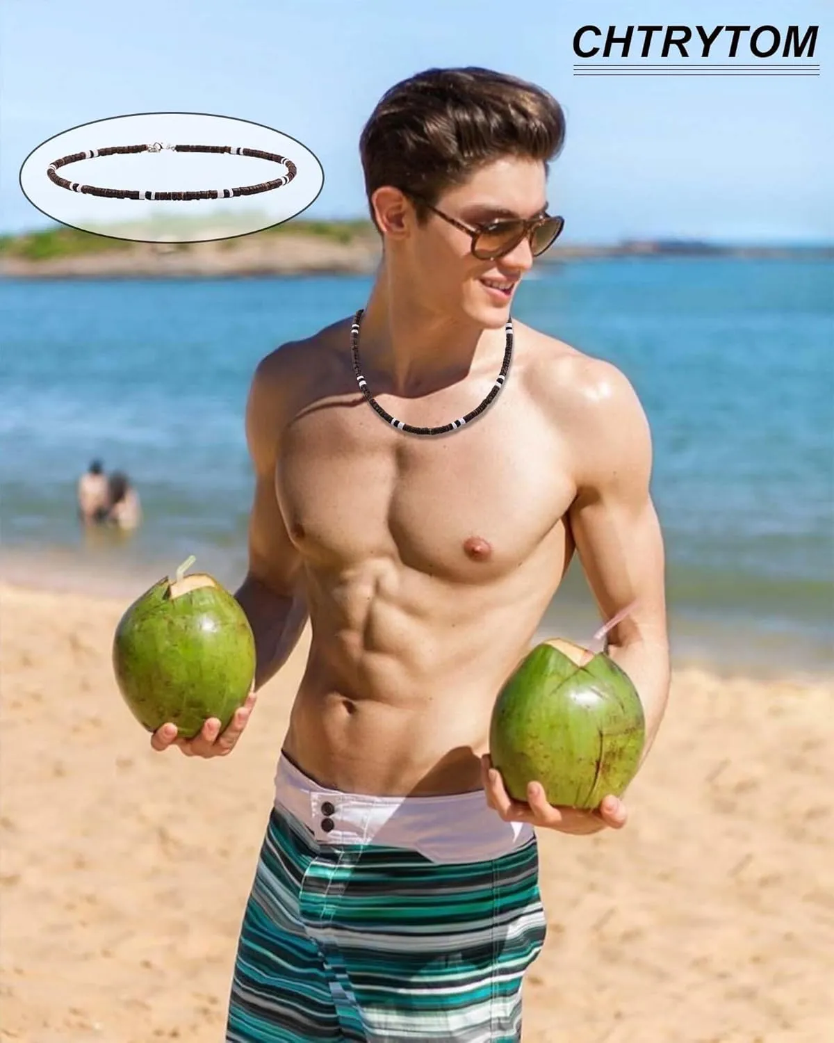 6Pcs Puka Shell Necklace Men Seashell Surfer Necklace for Men Women Hawaiian Choker White Necklaces Set Summer Beach Jewelry
