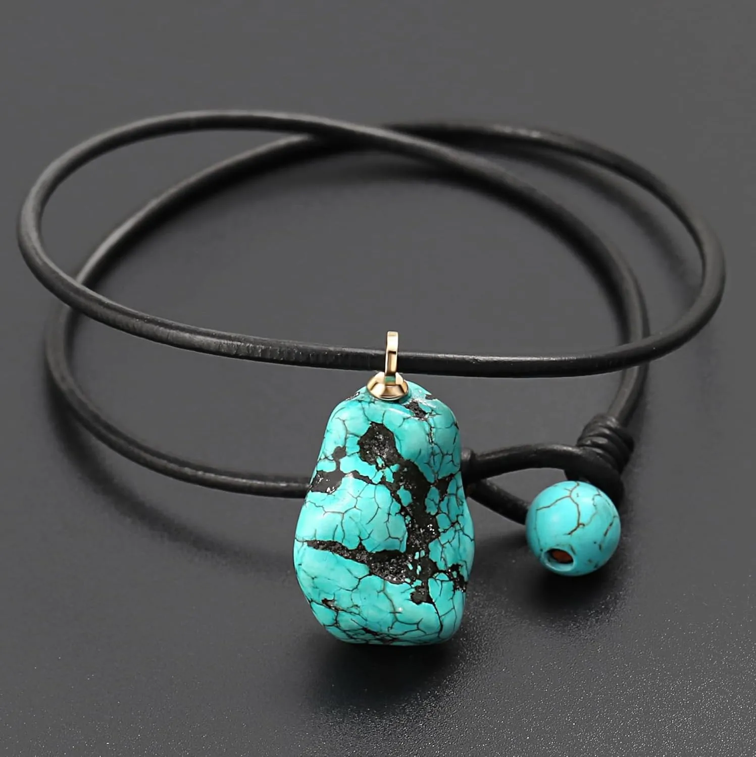 7 Chakra Gemstone Healing Crystals Necklace - Copper Wire Wrapped Natural Unisex Hippie Leather Choker