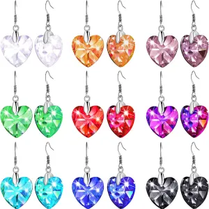 9 Pairs Drop Dangle Earrings for Women Multicolor Crystal Teardrop Dangle Drop Earring Crystal Multicolor Jewelry