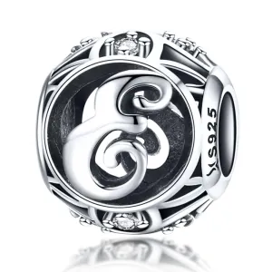 925 Sterling Silver 26 English Letter Beads For Diy Bracelets & Necklaces Style - E