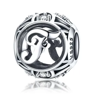 925 Sterling Silver 26 English Letter Beads For Diy Bracelets & Necklaces Style - F