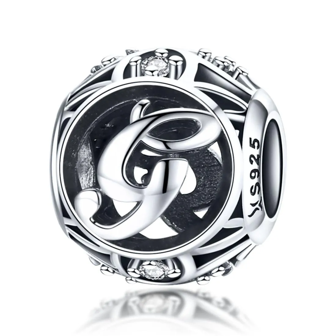 925 Sterling Silver 26 English Letter Beads For Diy Bracelets & Necklaces Style - G