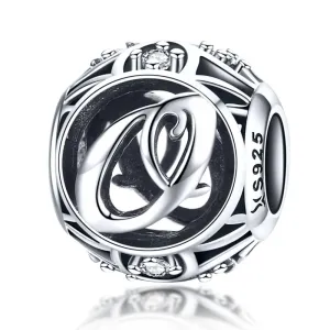 925 Sterling Silver 26 English Letter Beads For Diy Bracelets & Necklaces Style - O