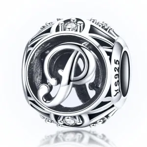 925 Sterling Silver 26 English Letter Beads For Diy Bracelets & Necklaces Style - P