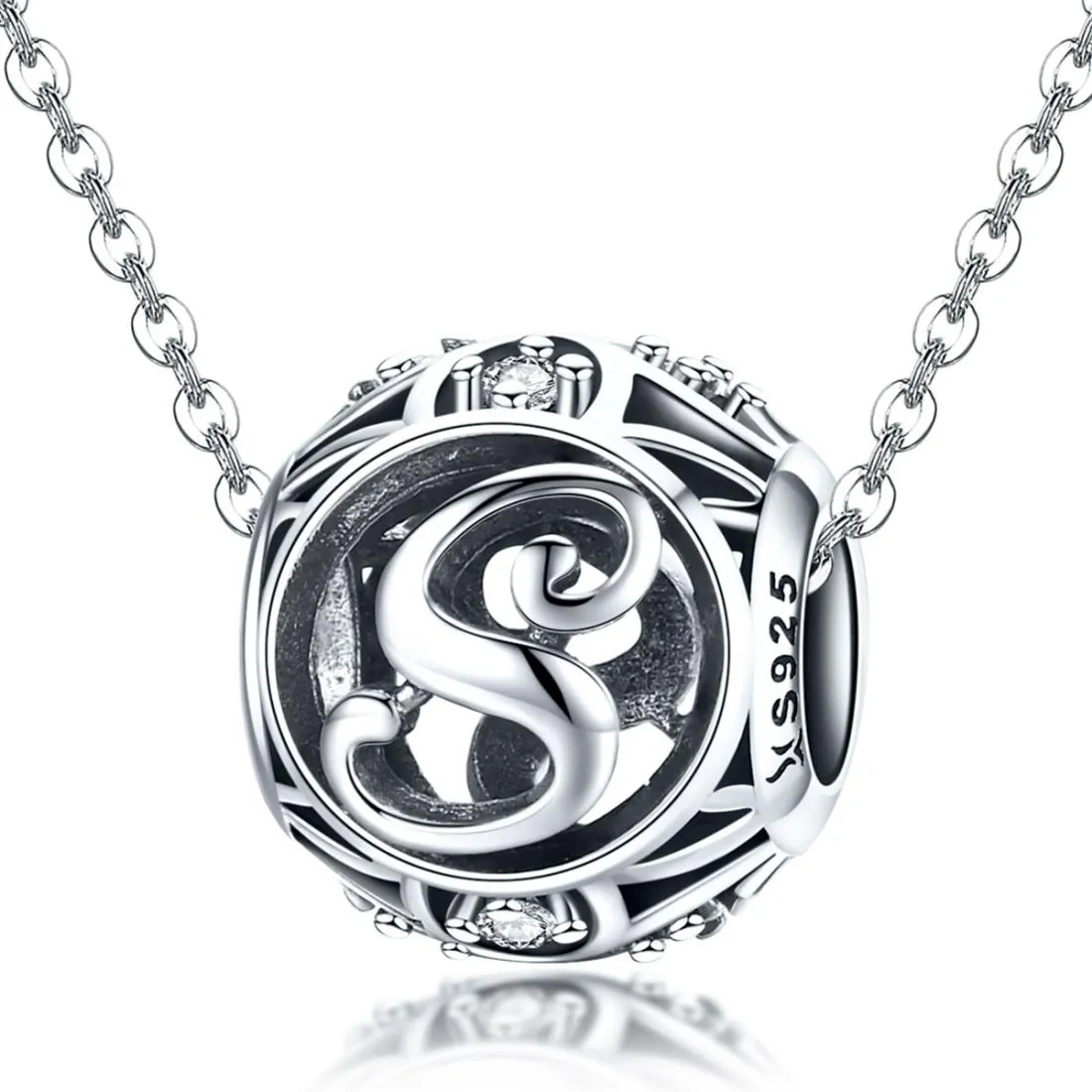 925 Sterling Silver 26 English Letter Beads For Diy Bracelets & Necklaces Style - S