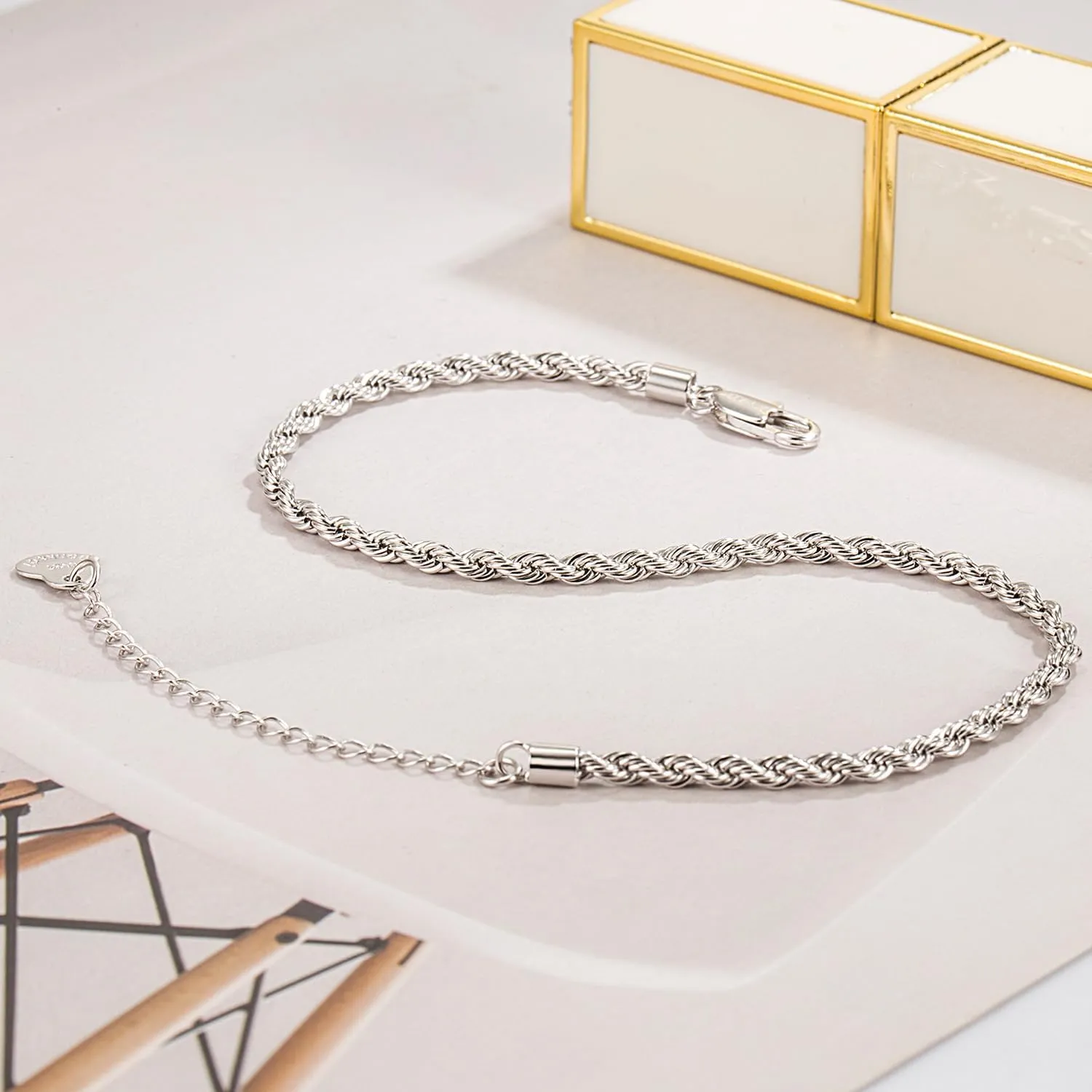 925 Sterling Silver Anklets Bracelet Women/Men Waterproof Simple Durable Chopin Chain/Cuban Link/Figaro/Box/Twist Rope Chain For Beach Foot Jewelry Gift