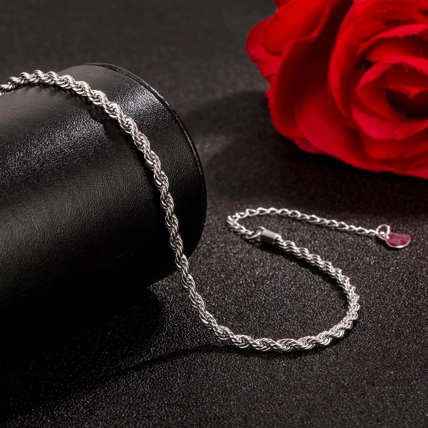 925 Sterling Silver Anklets Bracelet Women/Men Waterproof Simple Durable Chopin Chain/Cuban Link/Figaro/Box/Twist Rope Chain For Beach Foot Jewelry Gift