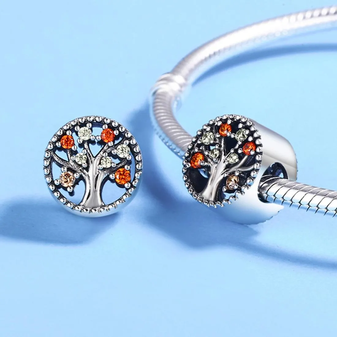 925 Sterling Silver Autumn Fruit Bead Bracelet & Necklace Set