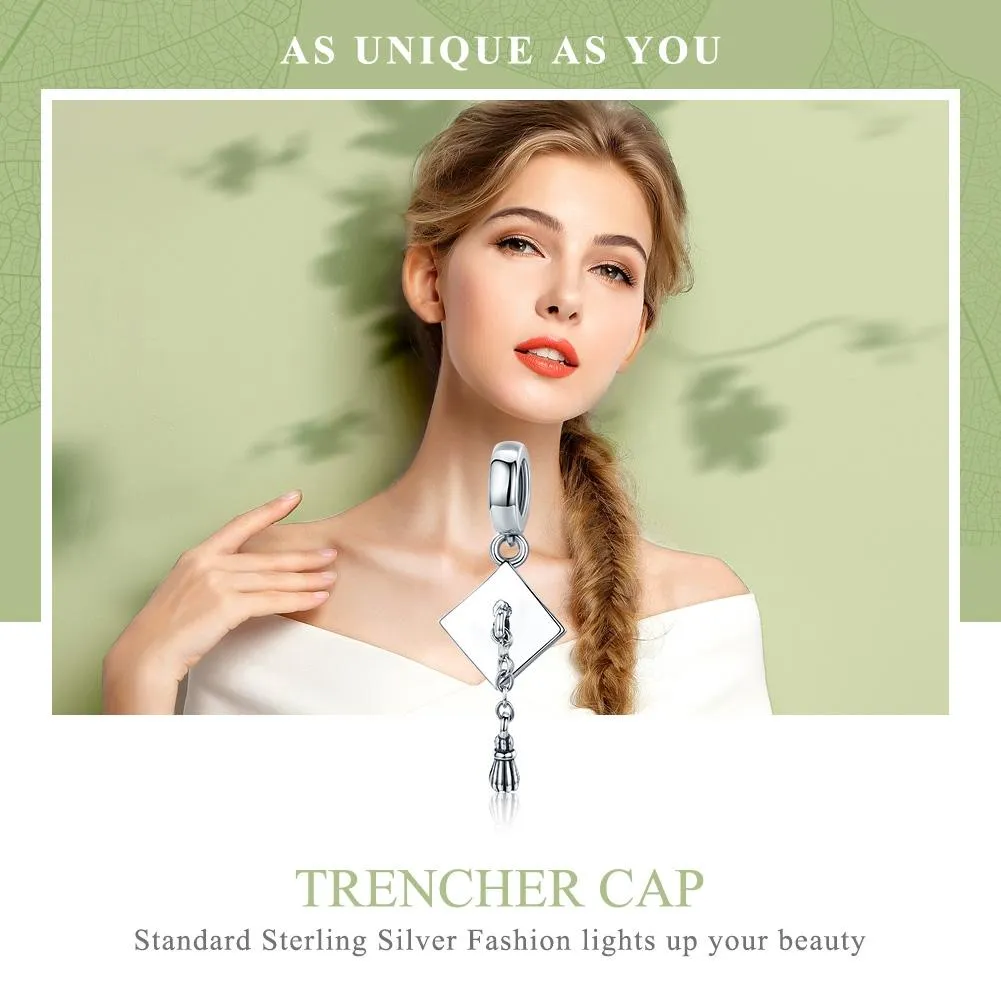 925 Sterling Silver Bachelor Cap Pendant For Bracelet Or Necklace