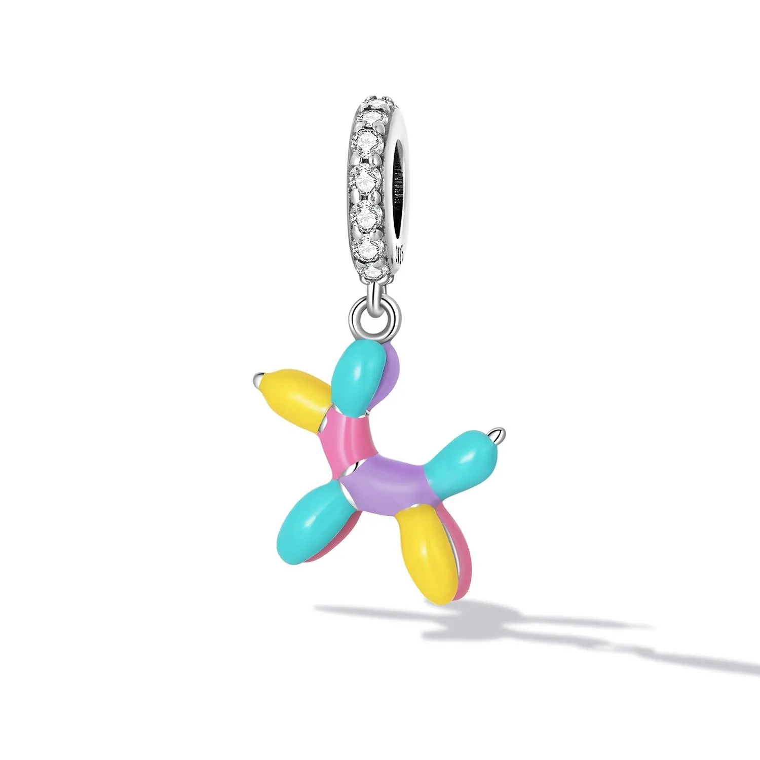 925 Sterling Silver Balloon Puppy Pendant For Bracelets & Necklaces