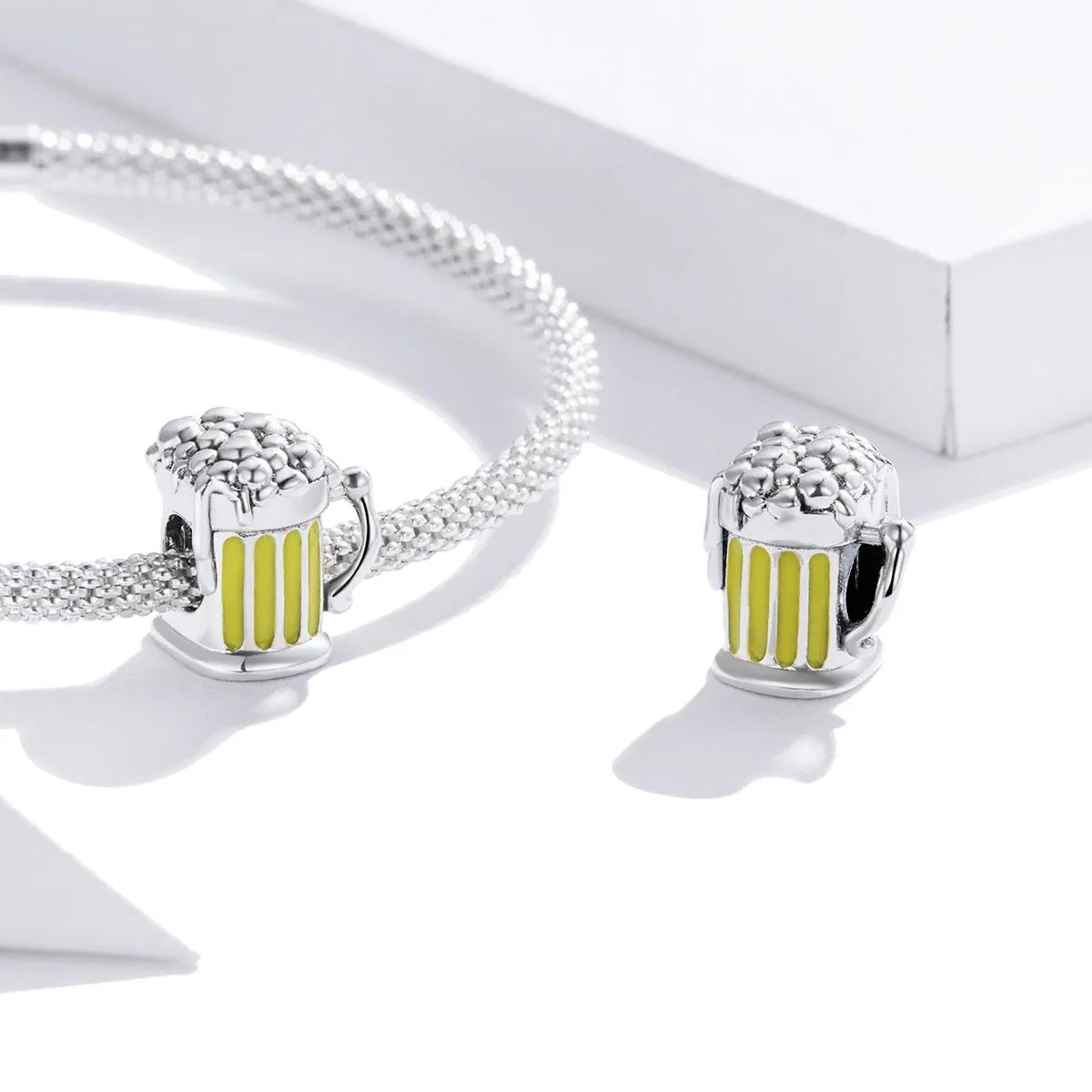 925 Sterling Silver Beer Mug Beads For Diy Bracelets & Necklaces