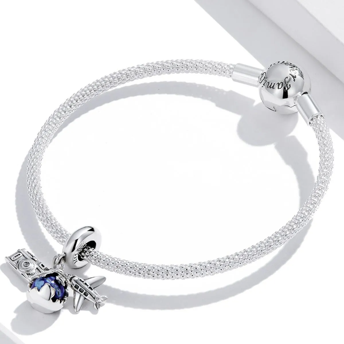 925 Sterling Silver Blue Zircon Aircraft Pendant For Diy Bracelets & Necklaces
