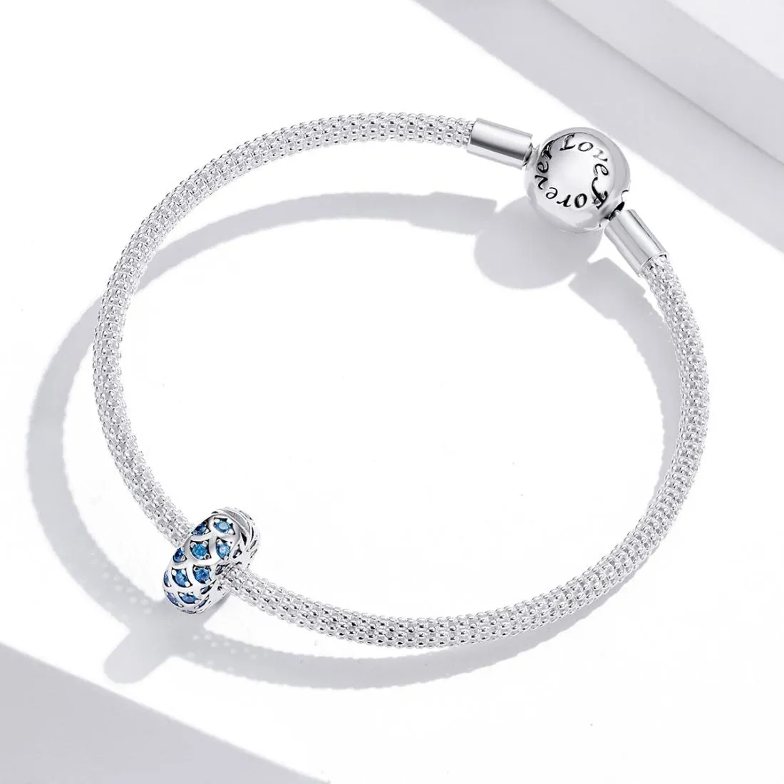 925 Sterling Silver Blue Zircon Bracelet / Necklace Beads