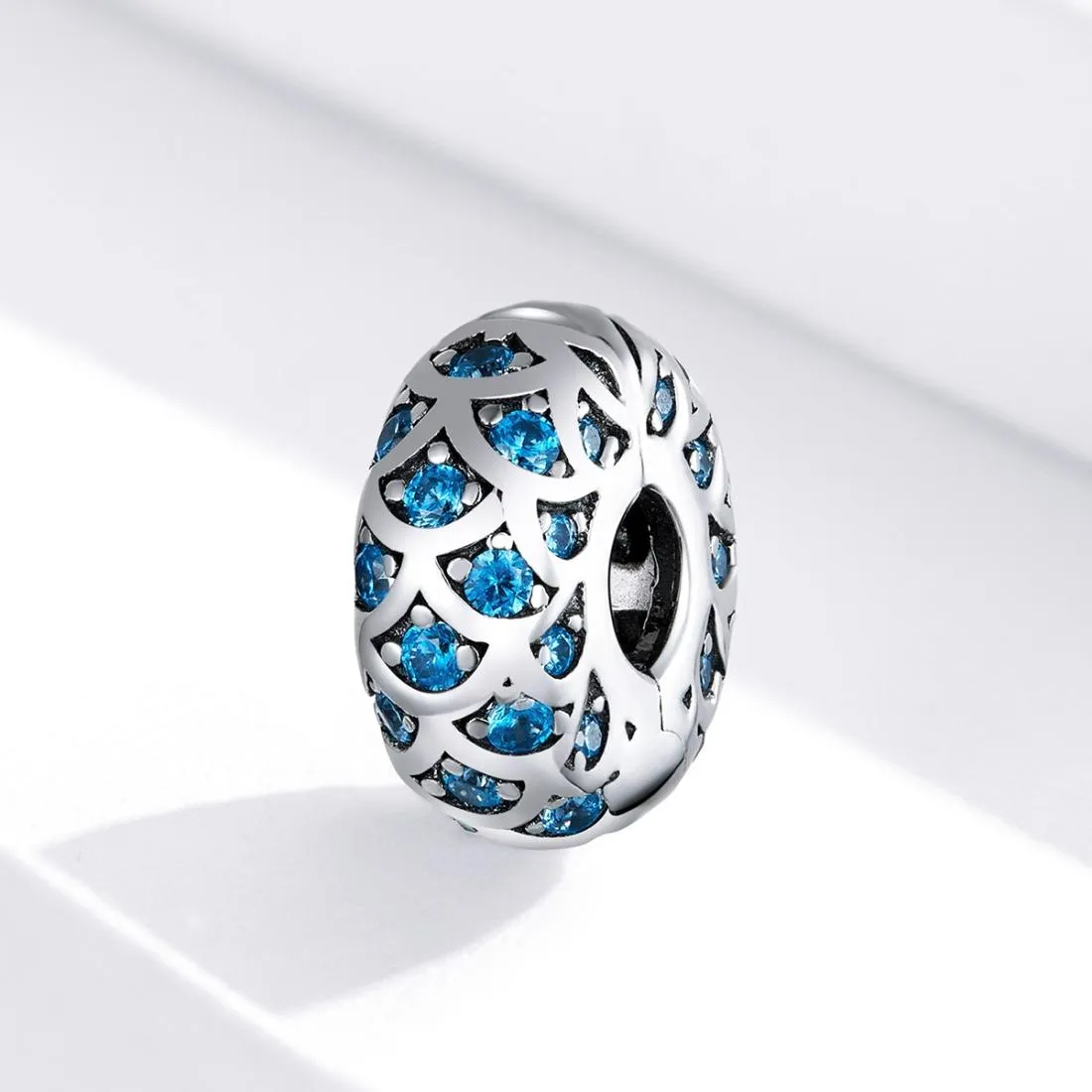 925 Sterling Silver Blue Zircon Bracelet / Necklace Beads
