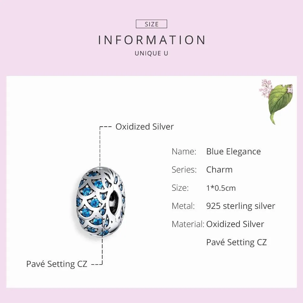 925 Sterling Silver Blue Zircon Bracelet / Necklace Beads