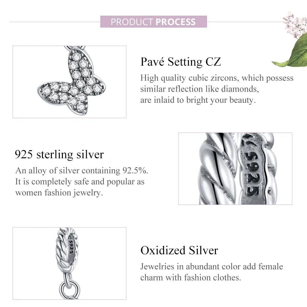 925 Sterling Silver Butterfly Pendant For Bracelet Or Necklace