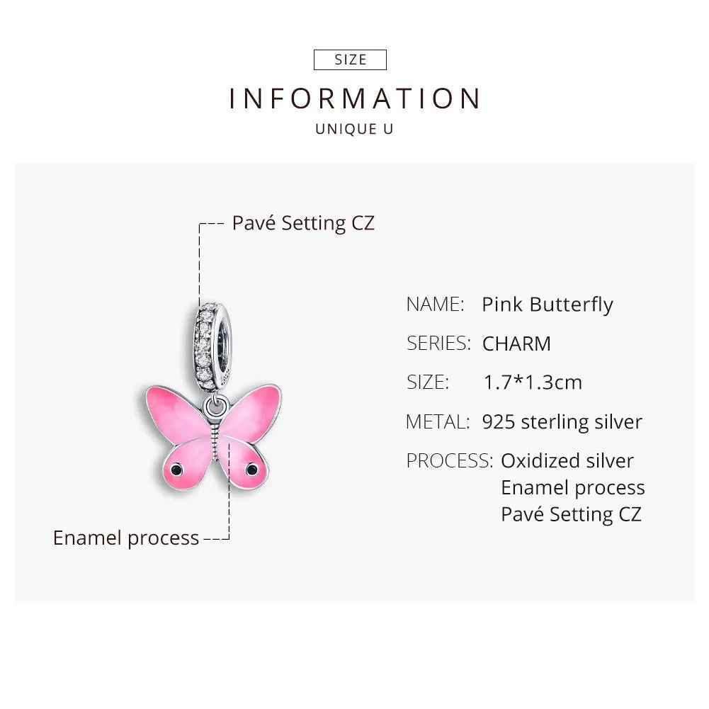 925 Sterling Silver Butterfly Pendant For Diy Bracelets & Necklaces