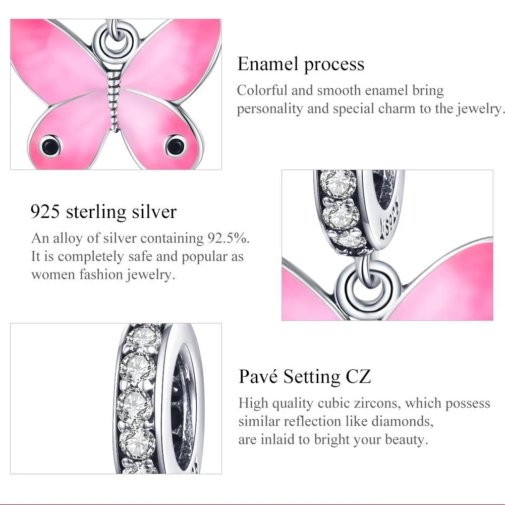 925 Sterling Silver Butterfly Pendant For Diy Bracelets & Necklaces