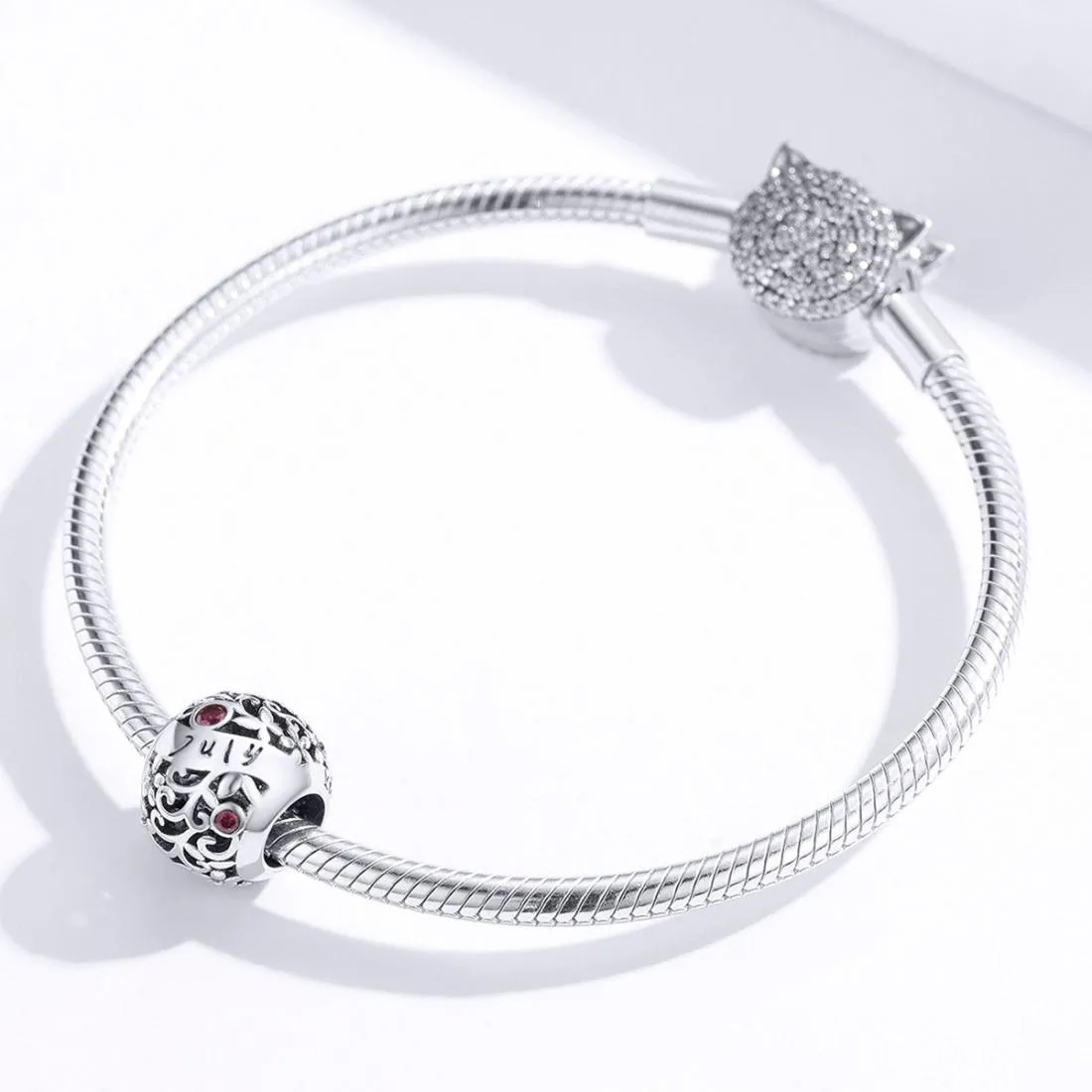 925 Sterling Silver Diy Birthstone Bracelet / Necklace Set July Style - July