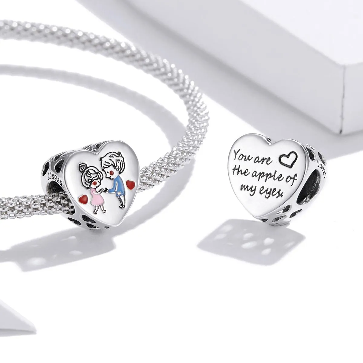 925 Sterling Silver Love Beads For Diy Bracelets & Necklaces