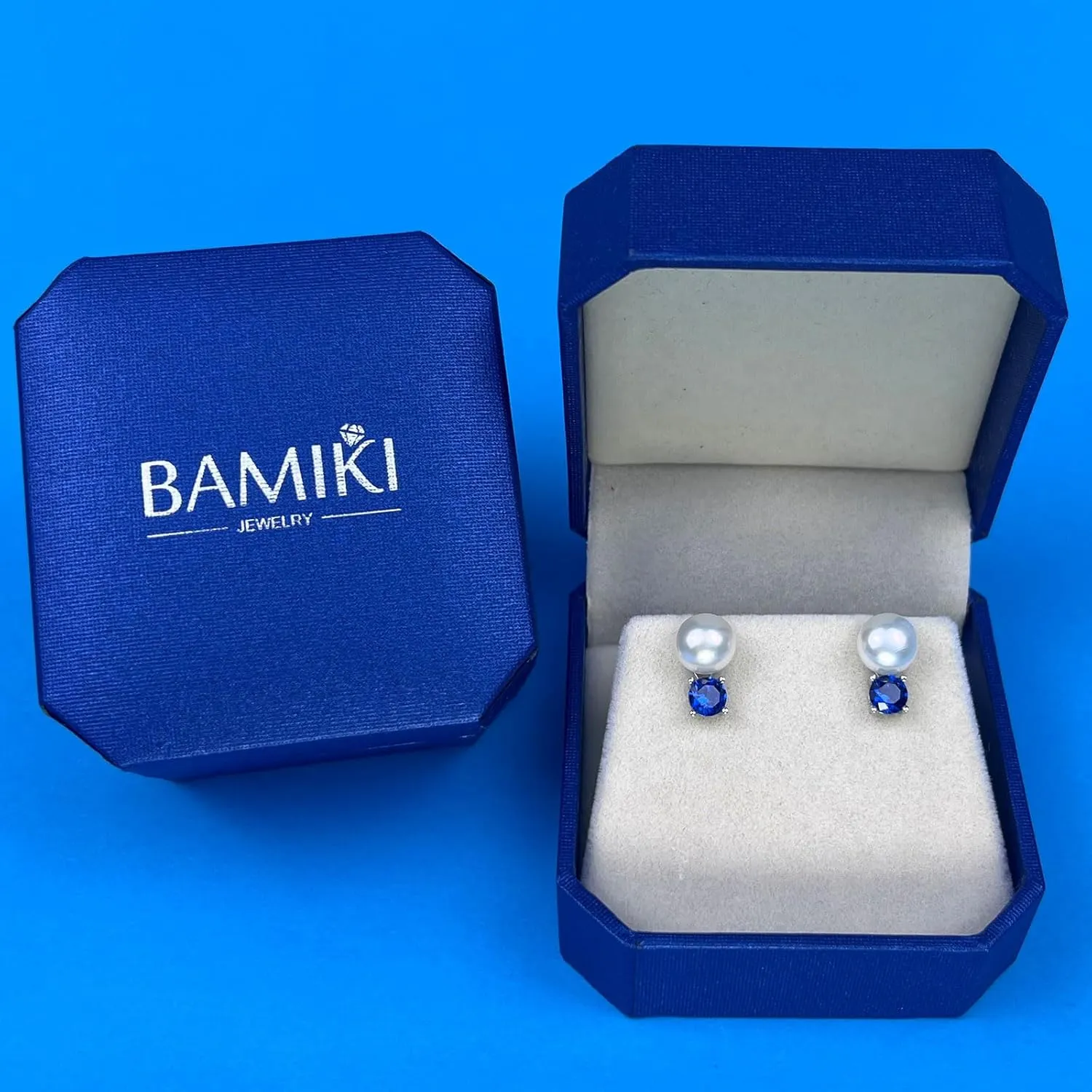 925 Sterling Silver Pearl Earrings for Women, 5MM Cubic Zirconia with 8-8.5MM Freshwater Cultured Pearls Wedding Bridal Jewelry, Gifts for Mom Wife Hypoallergenic