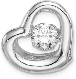 925 Sterling Silver Platinum-plate Swar Zirconia Vibrant CZ Heart Pendant