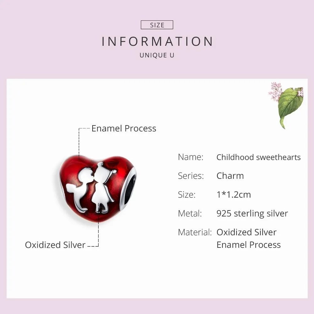 925 Sterling Silver Red Heart Diy Bracelet / Necklace Set