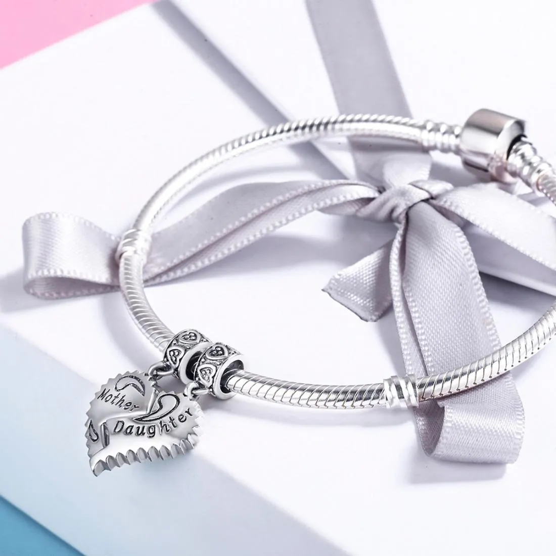 925 Sterling Silver Simple Heart Shaped Bracelet