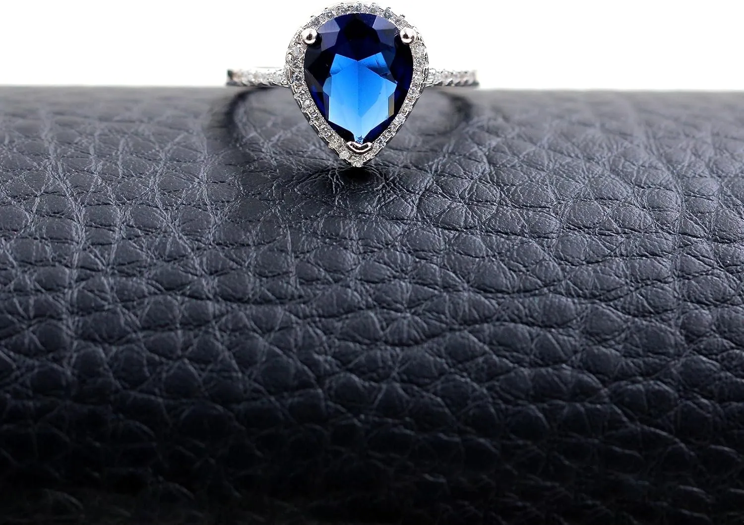 925 Sterling Silver Teardrop Shaped AAA Cubic Zirconia CZ Halo Promise Engagement Ring for Her