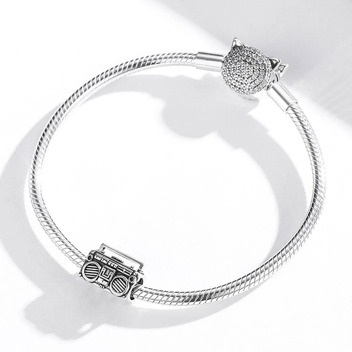 925 Sterling Silver Vintage Radio Bead Bracelet / Necklace Accessory